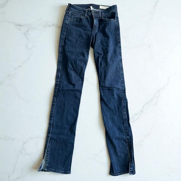 RAG & BONE Cate Dark Wash Mid Rise Flare Denim Jeans Size 25 - Picture 1 of 8
